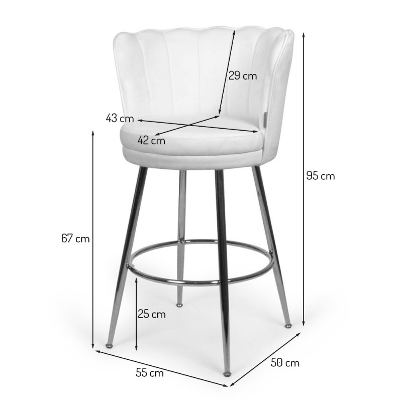 Scaun bar Andria, metal, catifea, taupe, H.95 cm, MIFU000158-TP