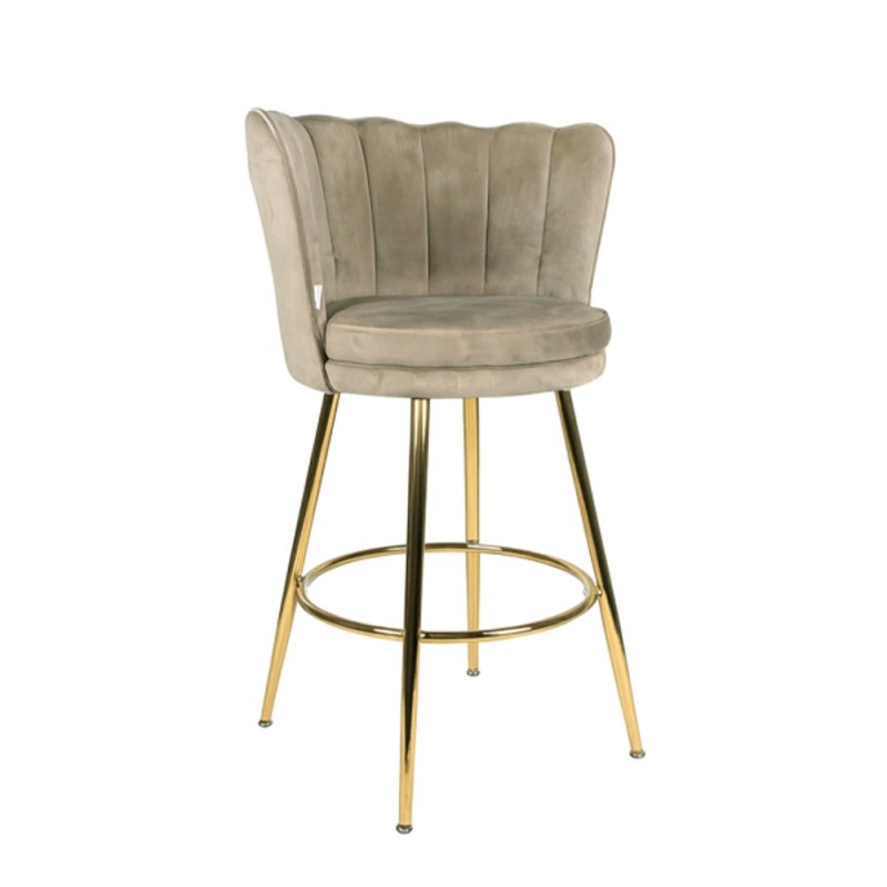 Scaun bar Andria, metal, catifea, taupe, H.95 cm, MIFU000158-TP