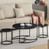 Set 3 masute de cafea Lamego, metal, ceramica, aspect marmura, negru, D.80 cm, MIFU000160-BK