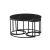 Set 3 masute de cafea Lamego, metal, ceramica, aspect marmura, negru, D.80 cm, MIFU000160-BK