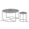 Set 3 masute de cafea Lamego, metal, ceramica, aspect marmura, negru, D.80 cm, MIFU000160-BK