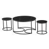 Set 3 masute de cafea Lamego, metal, ceramica, aspect marmura, negru, D.80 cm, MIFU000160-BK