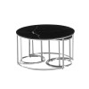 Set 3 masute de cafea Lamego, metal, ceramica, aspect marmura, negru/argintiu, D.80 cm, MIFU000160-BKSI