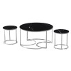 Set 3 masute de cafea Lamego, metal, ceramica, aspect marmura, negru/argintiu, D.80 cm, MIFU000160-BKSI
