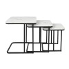 Set 3 masute laterale Borba, metal, MDF, aspect marmura, negru/alb, D.35/40/45 cm, MIFU000162-WH