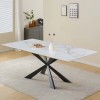 Masa dining Zamora, metal, ceramica, aspect marmura, alba, L.180 cm, MIFU000165-WH