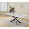 Masa dining Zamora, metal, ceramica, aspect marmura, alba, L.180 cm, MIFU000165-WH