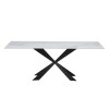 Masa dining Zamora, metal, ceramica, aspect marmura, alba, L.180 cm, MIFU000165-WH