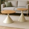 Set 2 masute de cafea Soria, metal, MDF, natural, D.50/70 cm, MIFU000167-WOOD