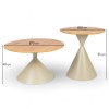 Set 2 masute de cafea Soria, metal, MDF, natural, D.50/70 cm, MIFU000167-WOOD