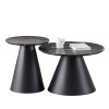 Set 2 masute de cafea Girona, metal, MDF, aspect marmura, negru, D.60/80 cm, MIFU000168-BK
