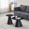 Set 2 masute de cafea Girona, metal, MDF, aspect marmura, negru, D.60/80 cm, MIFU000168-BK