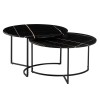 Set 2 masute de cafea Galicia, metal, MDF, aspect marmura, negru, D.80 cm, MIFU000170-BK