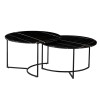 Set 2 masute de cafea Galicia, metal, MDF, aspect marmura, negru, D.80 cm, MIFU000170-BK
