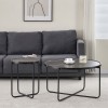 Set 2 masute de cafea Navarre, metal, MDF, aspect marmura, negru, D.40/80 cm, MIFU000171-BK