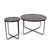 Set 2 masute de cafea Navarre, metal, MDF, aspect marmura, negru, D.40/80 cm, MIFU000171-BK