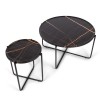 Set 2 masute de cafea Navarre, metal, MDF, aspect marmura, negru, D.40/80 cm, MIFU000171-BK