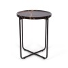 Set 2 masute de cafea Navarre, metal, MDF, aspect marmura, negru, D.40/80 cm, MIFU000171-BK