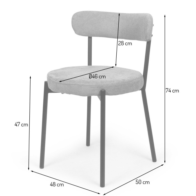 Scaun dining Izola, metal, poliester, taupe, H.74 cm, MIFU000172-TP