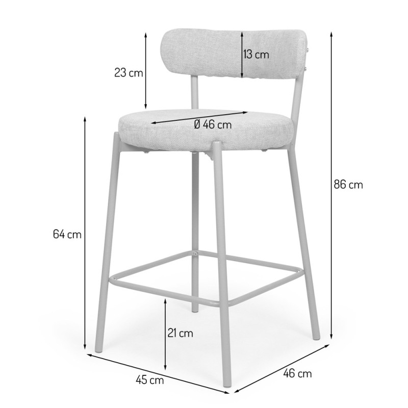Scaun bar Izola, metal, poliester, taupe, H.86 cm, MIFU000173-TP