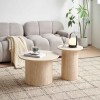 Set 2 masute de cafea Mezica, MDF, aspect travertin, bej, D.40/60 cm, MIFU000175-BG