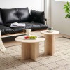 Set 2 masute de cafea Bled, MDF, aspect travertin, bej, D.40/60 cm, MIFU000176-BG