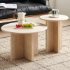 Set 2 masute de cafea Bled, MDF, aspect travertin, bej, D.40/60 cm, MIFU000176-BG