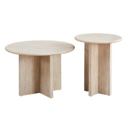 Set 2 masute de cafea Bled, MDF, aspect travertin, bej, D.40/60 cm, MIFU000176-BG