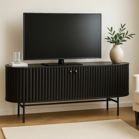 Comoda TV Samara, MDF, neagra, L.150 cm, MIFU000177-BK