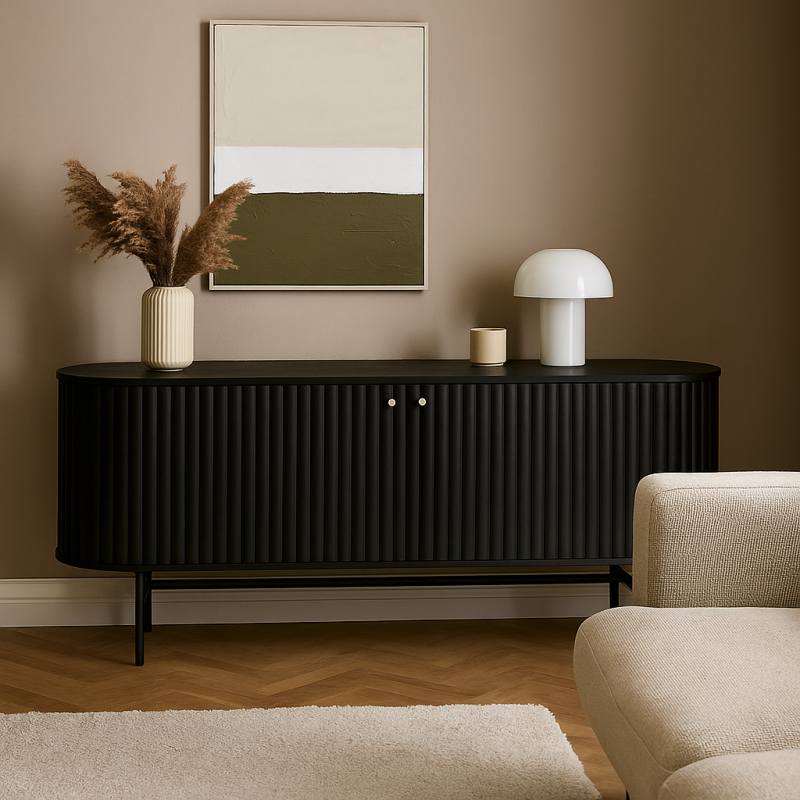 Comoda TV Samara, MDF, neagra, L.150 cm, MIFU000177-BK