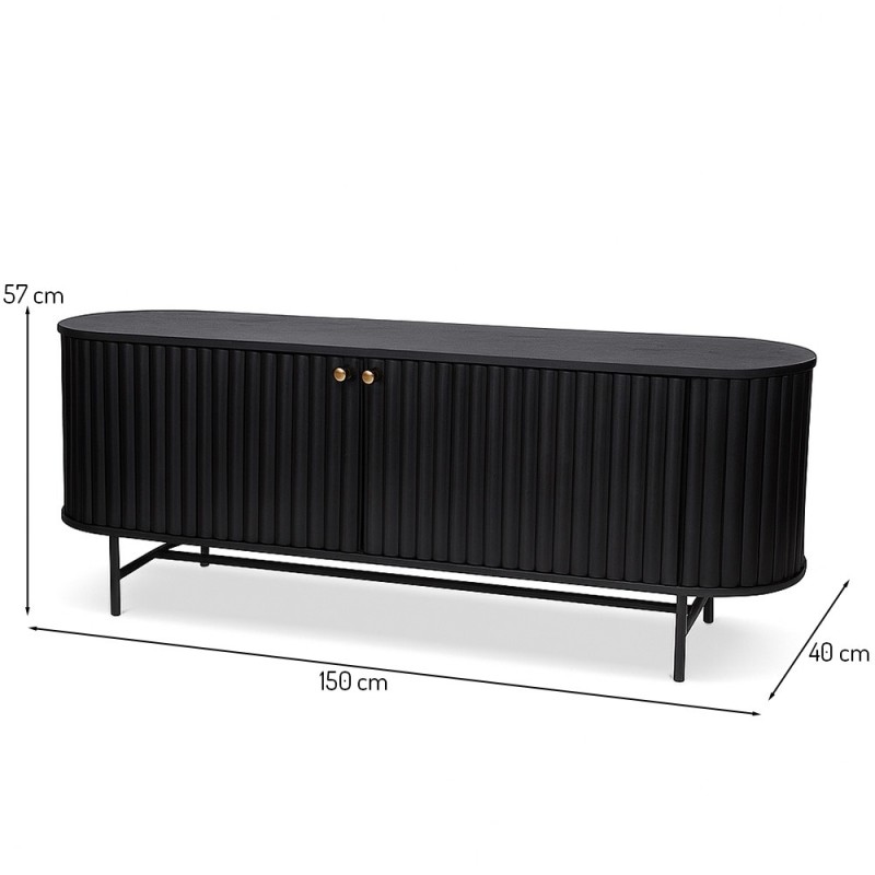 Comoda TV Samara, MDF, neagra, L.150 cm, MIFU000177-BK