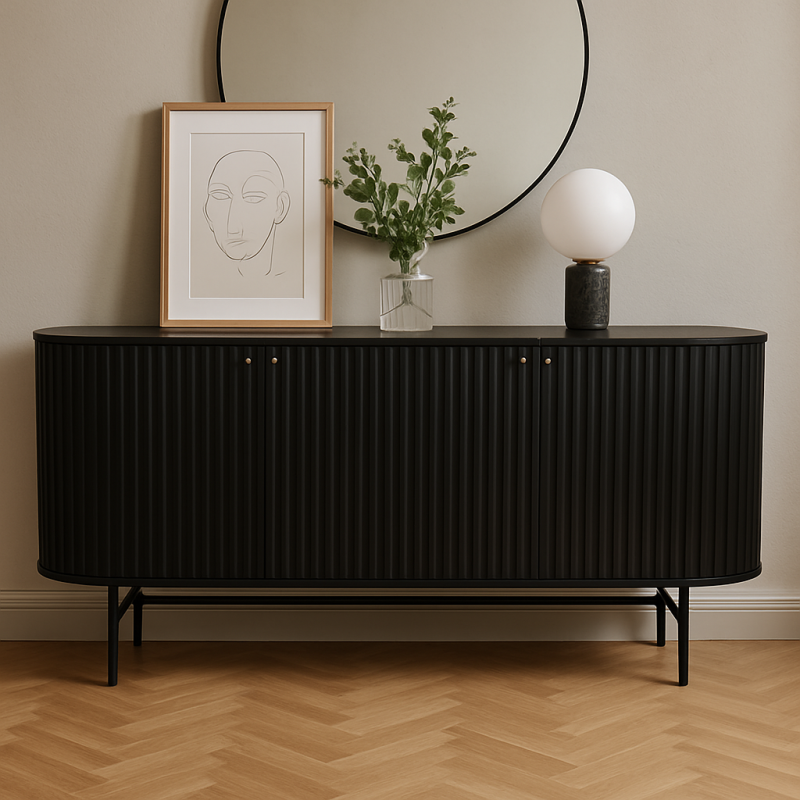 Comoda Samara, MDF, neagra, L.160 cm, MIFU000178-BK