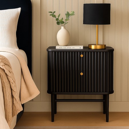 Noptiera Samara, MDF, neagra, H.55 cm, MIFU000179-BK