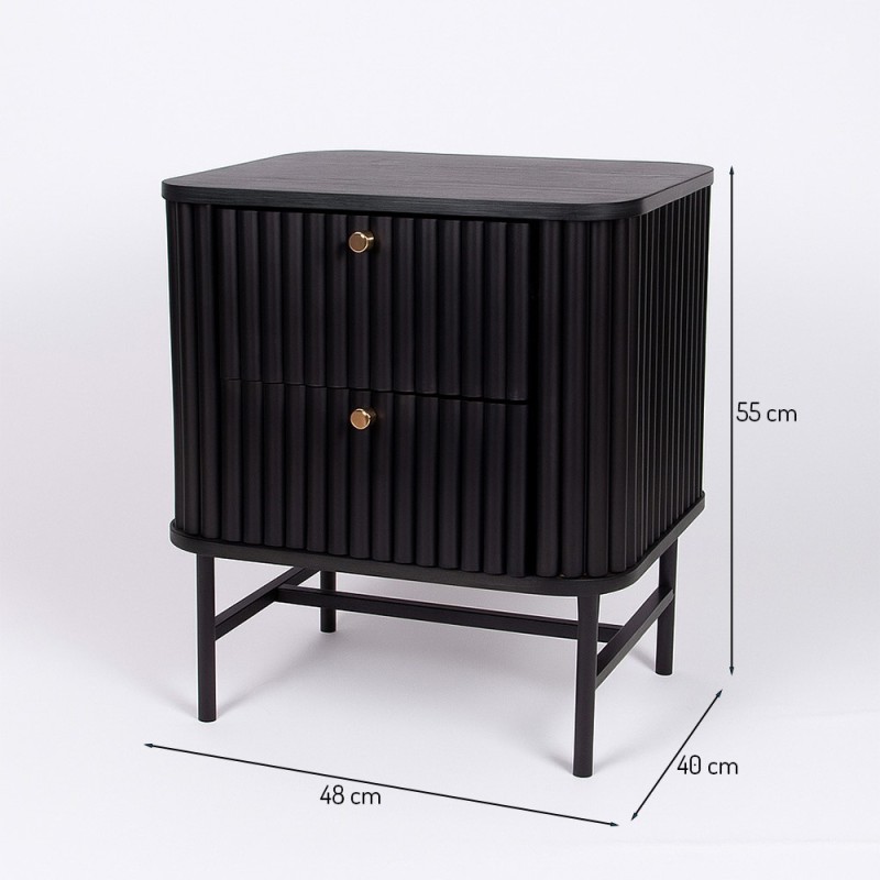 Noptiera Samara, MDF, neagra, H.55 cm, MIFU000179-BK