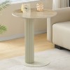 Masuta laterala Hedemora, metal, ceramica, aspect travertin, bej, D.55 cm, MIFU000181-BG