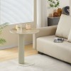 Masuta laterala Hedemora, metal, ceramica, aspect travertin, bej, D.55 cm, MIFU000181-BG