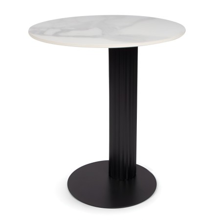 Masuta laterala Hedemora, metal, ceramica, aspect marmura, negru/alb, D.55 cm, MIFU000181-WH
