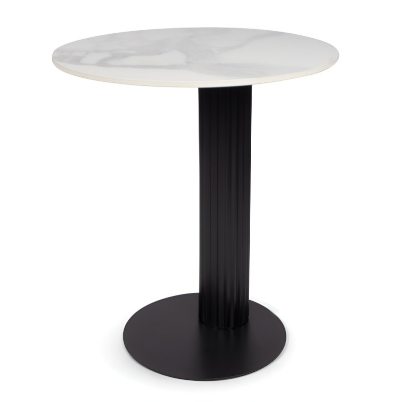 Masuta laterala Hedemora, metal, ceramica, aspect marmura, negru/alb, D.55 cm, MIFU000181-WH