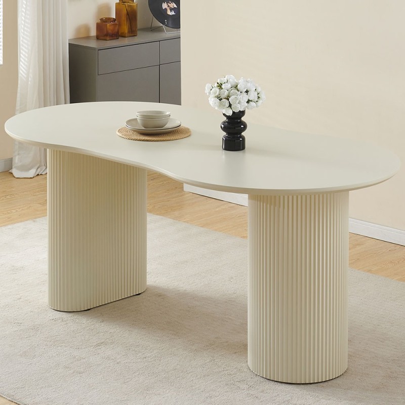 Masa dining Motala, MDF, crem, L.180 cm, MIFU000182-WH