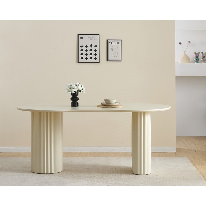 Masa dining Motala, MDF, crem, L.180 cm, MIFU000182-WH