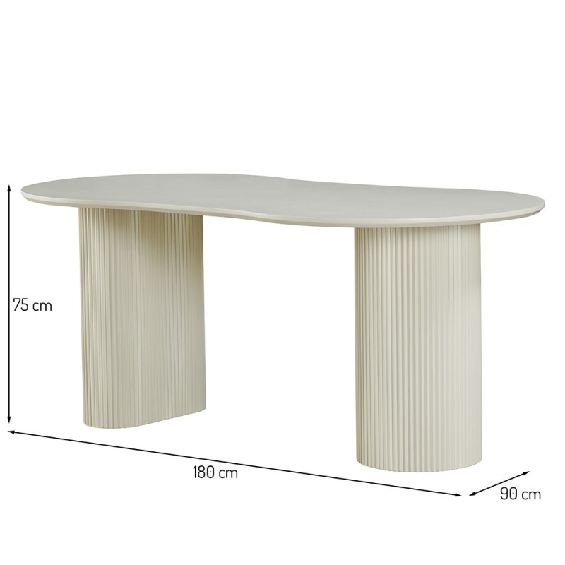 Masa dining Motala, MDF, crem, L.180 cm, MIFU000182-WH