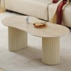 Masuta cafea Motala, metal, ceramica, aspect travertin, bej, L.120 cm, MIFU000183-BG