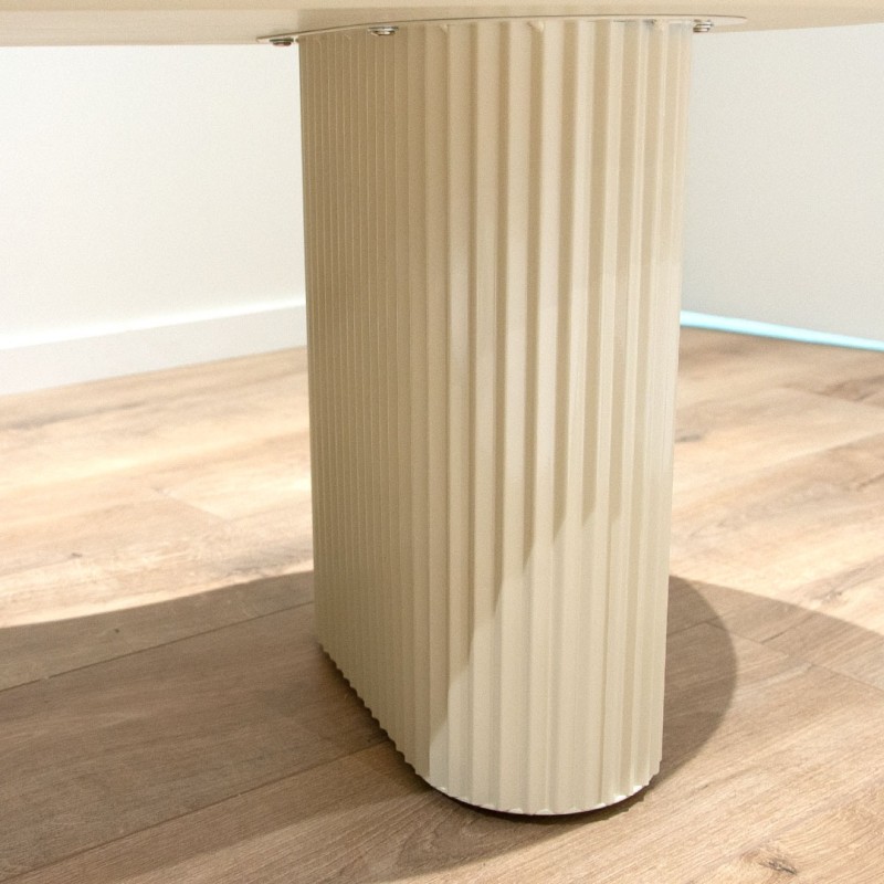 Masuta cafea Motala, metal, ceramica, aspect travertin, bej, L.120 cm, MIFU000183-BG
