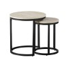 Set 2 masute laterale Skara, metal, MDF, aspect travertin, bej, D.32/45 cm, MIFU000184-BG