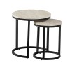 Set 2 masute laterale Skara, metal, MDF, aspect travertin, bej, D.32/45 cm, MIFU000184-BG