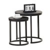 Set 2 masute laterale Skara, metal, aspect marmura, negre, D.32/45 cm, MIFU000184-BK