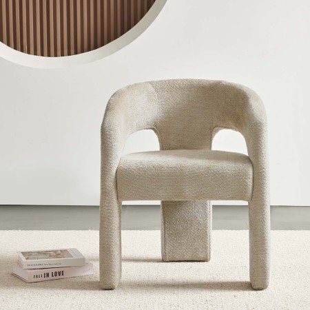 Scaun dining Jena, metal, poliester, boucle, taupe, H.75 cm, MIFU000186-BR