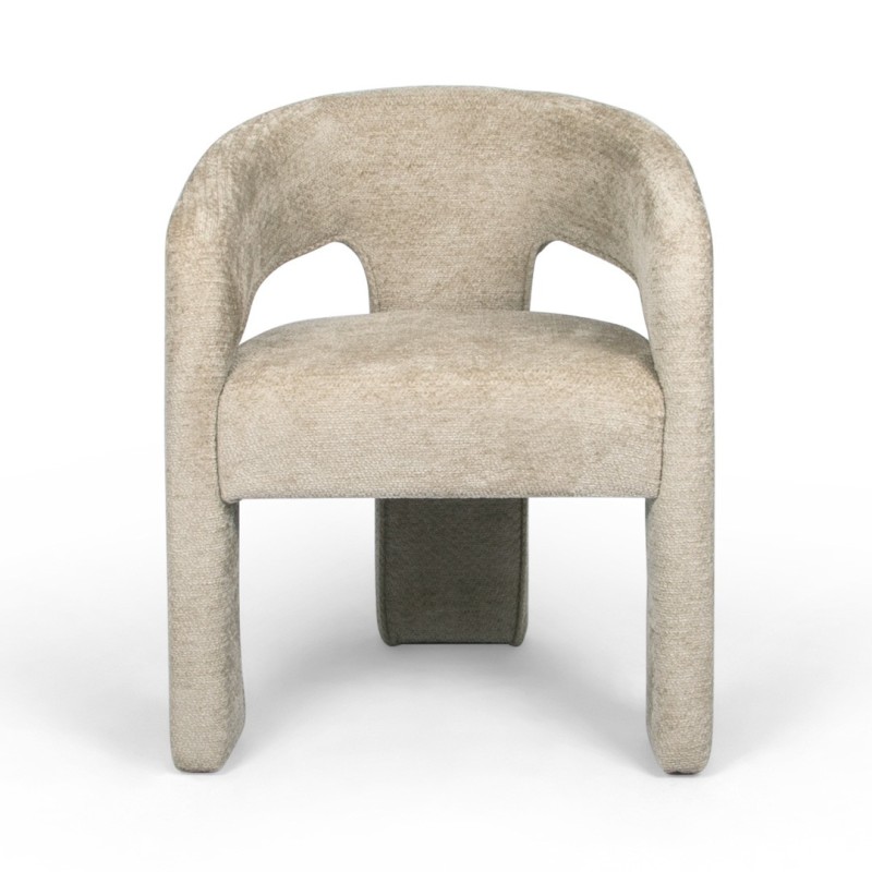 Scaun dining Jena, metal, poliester, boucle, taupe, H.75 cm, MIFU000186-BR