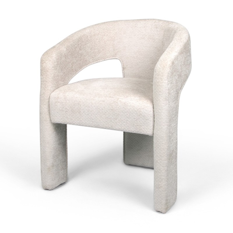 Scaun dining Jena, metal, poliester, boucle, alb, H.75 cm, MIFU000186-WH