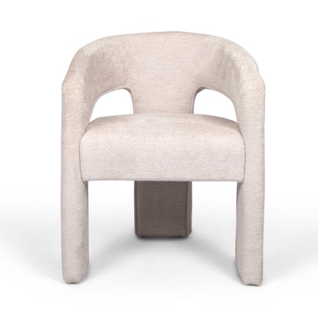 Scaun dining Jena, metal, poliester, boucle, alb, H.75 cm, MIFU000186-WH
